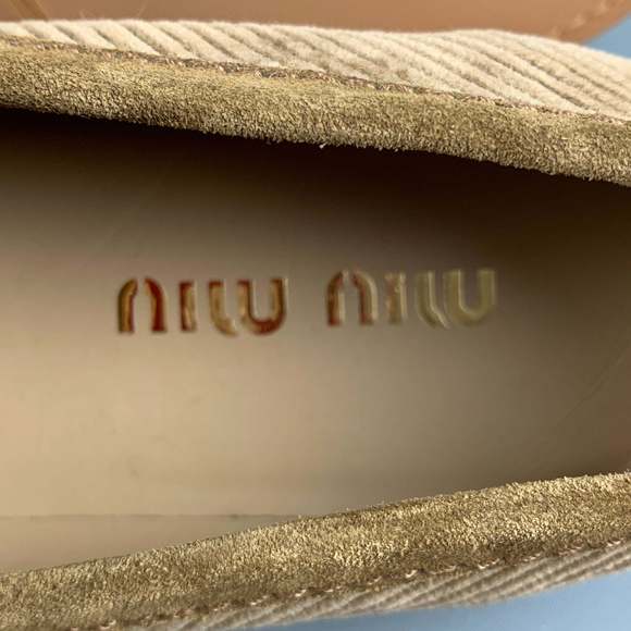 MIU MIU Khaki Corduroy Penny Flats - Picture 7 of 9